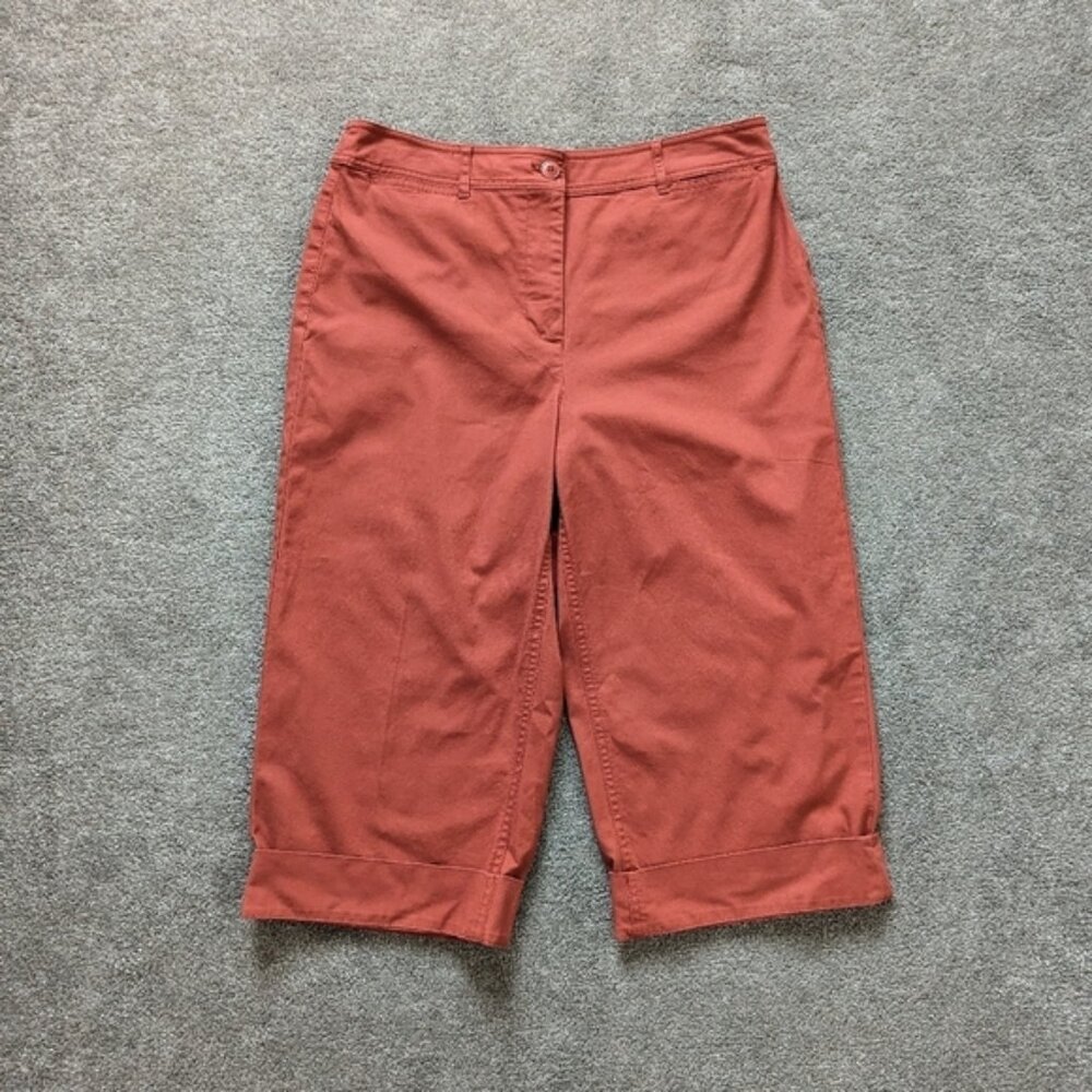 Talbots Heritage wide leg cropped chino pants brick red color women's 12 P